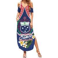 Samoan Independence Day Summer Maxi Dress Manuia Le Tutoatasi O Samoa LT14 Women Blue - Polynesian Pride