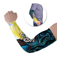 New Zealand Silver Fern Tui Bird Arm Sleeves Maori Kowhai Paua Shell Taniko Motifs - Polynesian Pride