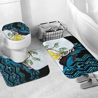 New Zealand Silver Fern Tui Bird Bathroom Set Maori Kowhai Paua Shell Taniko Motifs - Polynesian Pride