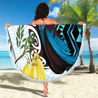 New Zealand Silver Fern Tui Bird Beach Blanket Maori Kowhai Paua Shell Taniko Motifs