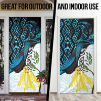 New Zealand Silver Fern Tui Bird Door Cover Maori Kowhai Paua Shell Taniko Motifs - Polynesian Pride