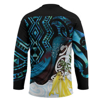 New Zealand Silver Fern Tui Bird Hockey Jersey Maori Kowhai Paua Shell Taniko Motifs - Polynesian Pride