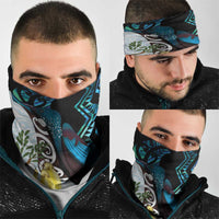 New Zealand Silver Fern Tui Bird Neck Gaiter Maori Kowhai Paua Shell Taniko Motifs - Polynesian Pride
