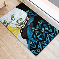 New Zealand Silver Fern Tui Bird Rubber Doormat Maori Kowhai Paua Shell Taniko Motifs