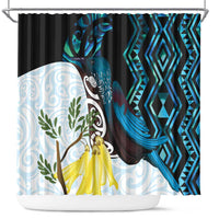 New Zealand Silver Fern Tui Bird Shower Curtain Maori Kowhai Paua Shell Taniko Motifs