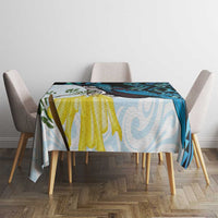 New Zealand Silver Fern Tui Bird Tablecloth Maori Kowhai Paua Shell Taniko Motifs
