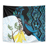 New Zealand Silver Fern Tui Bird Tapestry Maori Kowhai Paua Shell Taniko Motifs