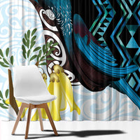 New Zealand Silver Fern Tui Bird Window Curtain Maori Kowhai Paua Shell Taniko Motifs