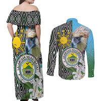 Cotabato Philippines Province Couples Matching Off Shoulder Maxi Dress and Long Sleeve Button Shirt Filipino Eagle Sampaguita Tinalak Pattern