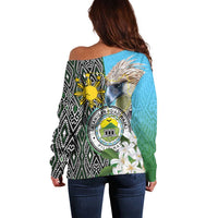 Cotabato Philippines Province Off Shoulder Sweater Filipino Eagle Sampaguita Tinalak Pattern