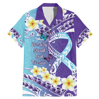 No Story Should End Too Soon Suicide Awareness Family Matching Mermaid Dress and Hawaiian Shirt Purple And Teal Polynesian Ribbon