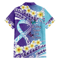 No Story Should End Too Soon Suicide Awareness Family Matching Tank Maxi Dress and Hawaiian Shirt Purple And Teal Polynesian Ribbon