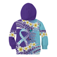 No Story Should End Too Soon Suicide Awareness Kid Hoodie Purple And Teal Polynesian Ribbon