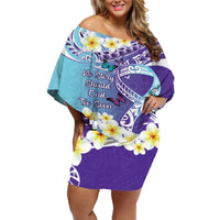 No Story Should End Too Soon Suicide Awareness Off Shoulder Short Dress Purple And Teal Polynesian Ribbon LT14 Women Purple - Polynesian Pride