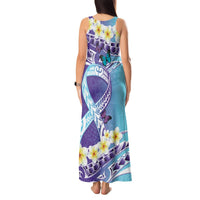 No Story Should End Too Soon Suicide Awareness Tank Maxi Dress Purple And Teal Polynesian Ribbon LT14 - Polynesian Pride