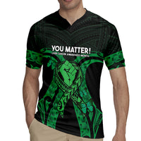ADHD Awareness Month You Matter Rugby Jersey Green Polynesian Ribbon