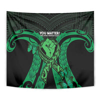 ADHD Awareness Month You Matter Tapestry Green Polynesian Ribbon