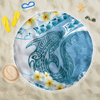Blue Hawaii Shark Tattoo Beach Blanket Frangipani With Polynesian Pastel Version LT14 One Size 150cm Blue - Polynesian Pride