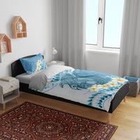 Blue Hawaii Shark Tattoo Bedding Set Frangipani With Polynesian Pastel Version LT14 - Polynesian Pride