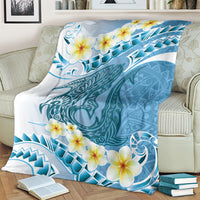 Blue Hawaii Shark Tattoo Blanket Frangipani With Polynesian Pastel Version LT14 - Polynesian Pride
