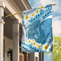 Blue Hawaii Shark Tattoo Garden Flag Frangipani With Polynesian Pastel Version LT14 House Flag Blue - Polynesian Pride
