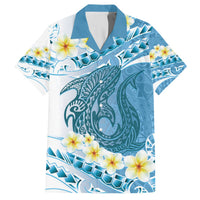 Blue Hawaii Shark Tattoo Hawaiian Shirt Frangipani With Polynesian Pastel Version LT14 Blue - Polynesian Pride