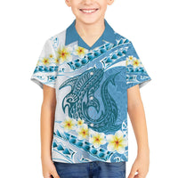 Blue Hawaii Shark Tattoo Hawaiian Shirt Frangipani With Polynesian Pastel Version LT14 - Polynesian Pride