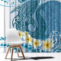 Blue Hawaii Shark Tattoo Window Curtain Frangipani With Polynesian Pastel Version LT14 - Polynesian Pride