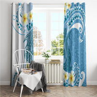 Blue Hawaii Shark Tattoo Window Curtain Frangipani With Polynesian Pastel Version LT14 - Polynesian Pride