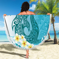 Turquoise Hawaii Shark Tattoo Beach Blanket Frangipani With Polynesian Pastel Version LT14 - Polynesian Pride