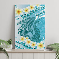 Turquoise Hawaii Shark Tattoo Canvas Wall Art Frangipani With Polynesian Pastel Version LT14 - Polynesian Pride