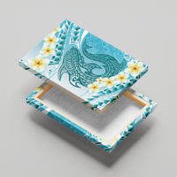 Turquoise Hawaii Shark Tattoo Canvas Wall Art Frangipani With Polynesian Pastel Version LT14 - Polynesian Pride