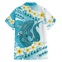 Turquoise Hawaii Shark Tattoo Family Matching Summer Maxi Dress and Hawaiian Shirt Frangipani With Polynesian Pastel Version