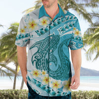 Turquoise Hawaii Shark Tattoo Hawaiian Shirt Frangipani With Polynesian Pastel Version LT14 - Polynesian Pride
