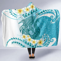 Turquoise Hawaii Shark Tattoo Hooded Blanket Frangipani With Polynesian Pastel Version LT14 - Polynesian Pride