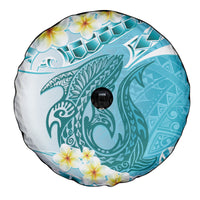 Turquoise Hawaii Shark Tattoo Spare Tire Cover Frangipani With Polynesian Pastel Version LT14 - Polynesian Pride