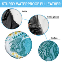 Turquoise Hawaii Shark Tattoo Spare Tire Cover Frangipani With Polynesian Pastel Version LT14 - Polynesian Pride