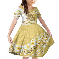 Gold Hawaii Shark Tattoo Family Matching Mermaid Dress and Hawaiian Shirt Frangipani With Polynesian Pastel Version