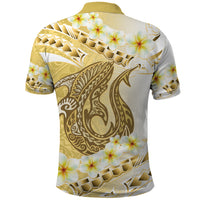Gold Hawaii Shark Tattoo Polo Shirt Frangipani With Polynesian Pastel Version