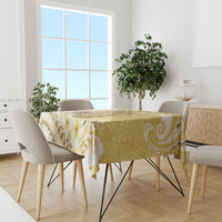 Gold Hawaii Shark Tattoo Tablecloth Frangipani With Polynesian Pastel Version LT14 - Polynesian Pride