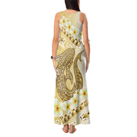 Gold Hawaii Shark Tattoo Tank Maxi Dress Frangipani With Polynesian Pastel Version LT14 - Polynesian Pride