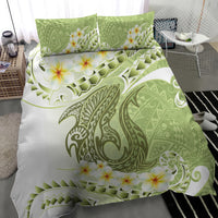 Green Hawaii Shark Tattoo Bedding Set Frangipani With Polynesian Pastel Version LT14 - Polynesian Pride