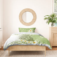 Green Hawaii Shark Tattoo Bedding Set Frangipani With Polynesian Pastel Version LT14 - Polynesian Pride