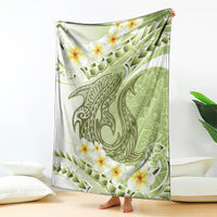 Green Hawaii Shark Tattoo Blanket Frangipani With Polynesian Pastel Version LT14 - Polynesian Pride