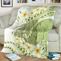 Green Hawaii Shark Tattoo Blanket Frangipani With Polynesian Pastel Version LT14 - Polynesian Pride