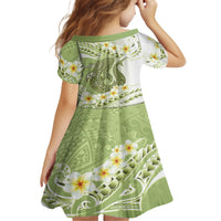 Green Hawaii Shark Tattoo Family Matching Puletasi and Hawaiian Shirt Frangipani With Polynesian Pastel Version