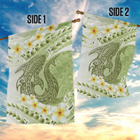 Green Hawaii Shark Tattoo Garden Flag Frangipani With Polynesian Pastel Version LT14 - Polynesian Pride