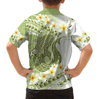 Green Hawaii Shark Tattoo Hawaiian Shirt Frangipani With Polynesian Pastel Version LT14 - Polynesian Pride