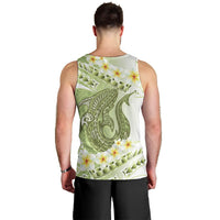 Green Hawaii Shark Tattoo Men Tank Top Frangipani With Polynesian Pastel Version LT14 - Polynesian Pride