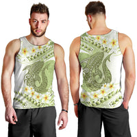Green Hawaii Shark Tattoo Men Tank Top Frangipani With Polynesian Pastel Version LT14 - Polynesian Pride